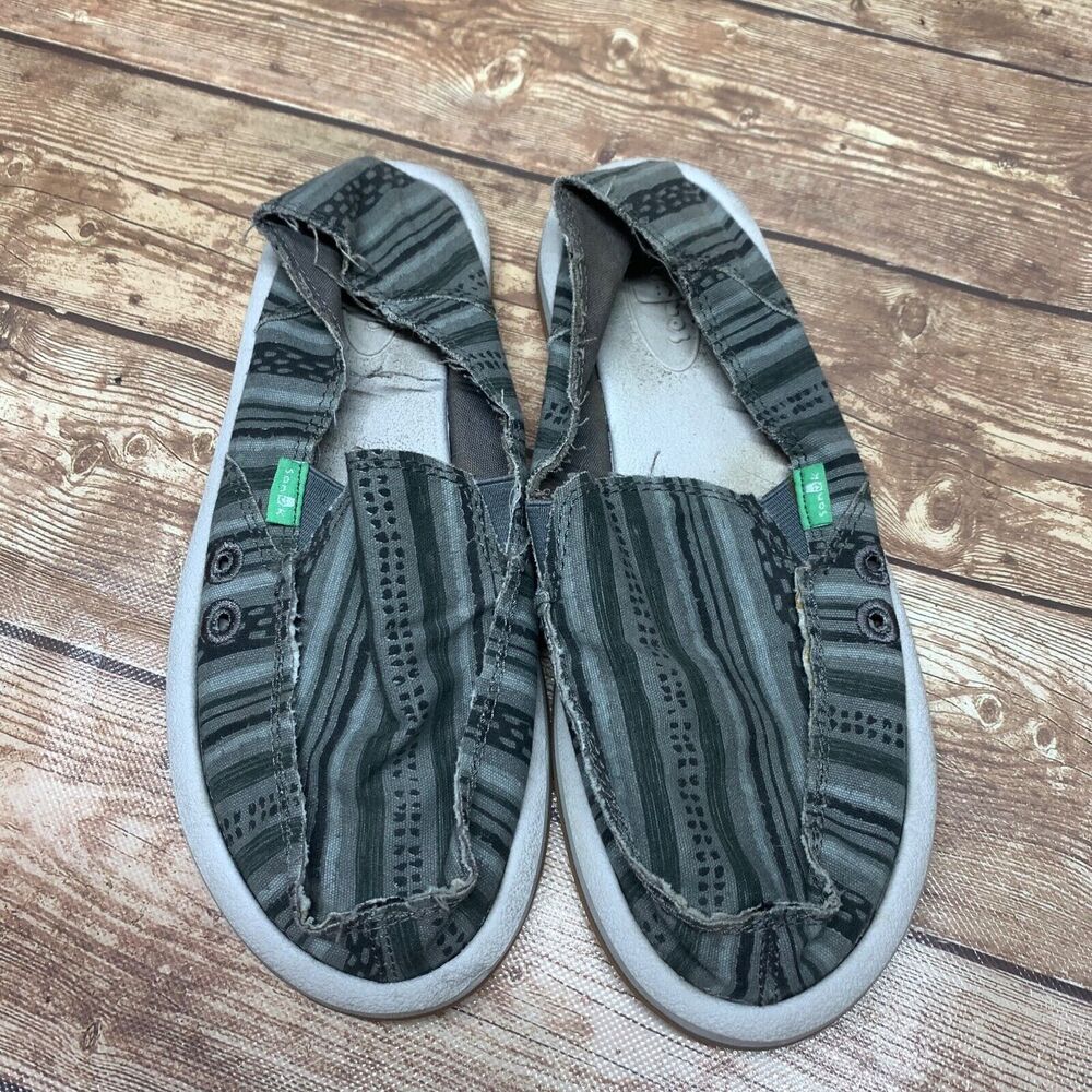Sanuk‎ Shoes Womens 6 Casual Loafer Sneakers Flats Comfort Gray Fabric Slip On - Picture 7 of 13